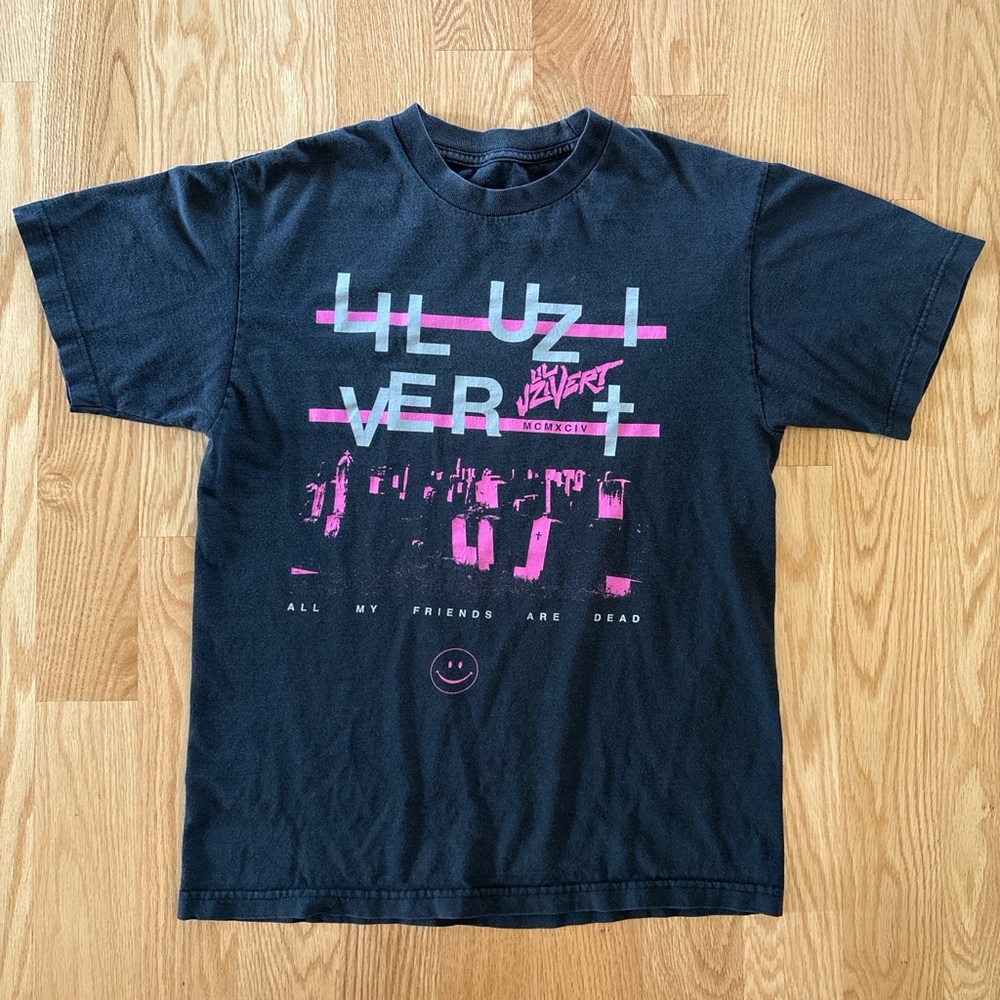 Black Lil Uzi Vert Merch T-Shirt with Pink Accents